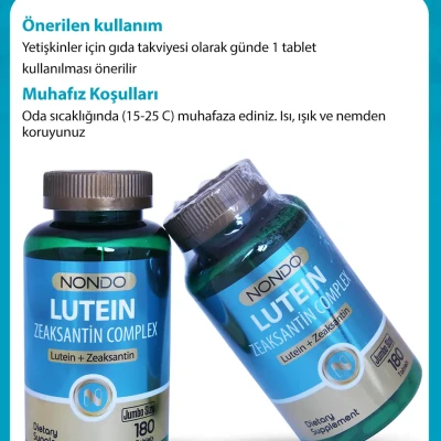 Nondo - Lutein Zeaksantin Complex - 180 Tablet (Jumbo Size)